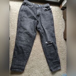NWT Arizona Dark Gray Distressed Mom Jeans